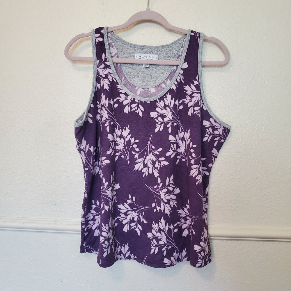 Live Love Lounge Karen Neuburger Purple Floral Sleep Tank Top XL 1609489